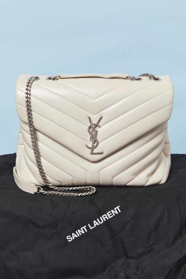 Beige Sac à bandoulière en cuir matelassé 