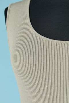 Greyish/beige sleeveless jacquard mini dress ALAIA