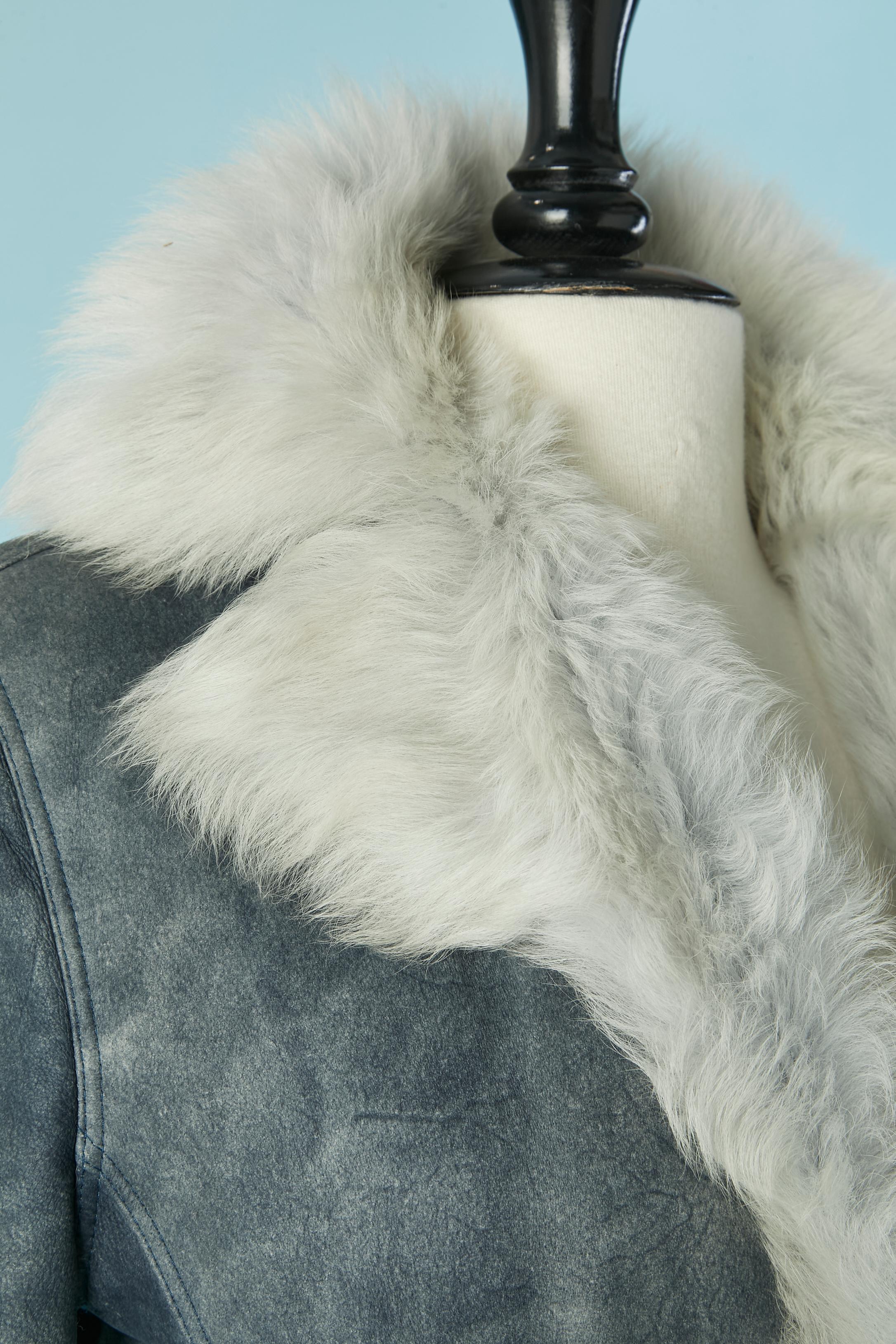 Nero Cappotto Sherling grigio-azzurro Gianni Versace in vendita