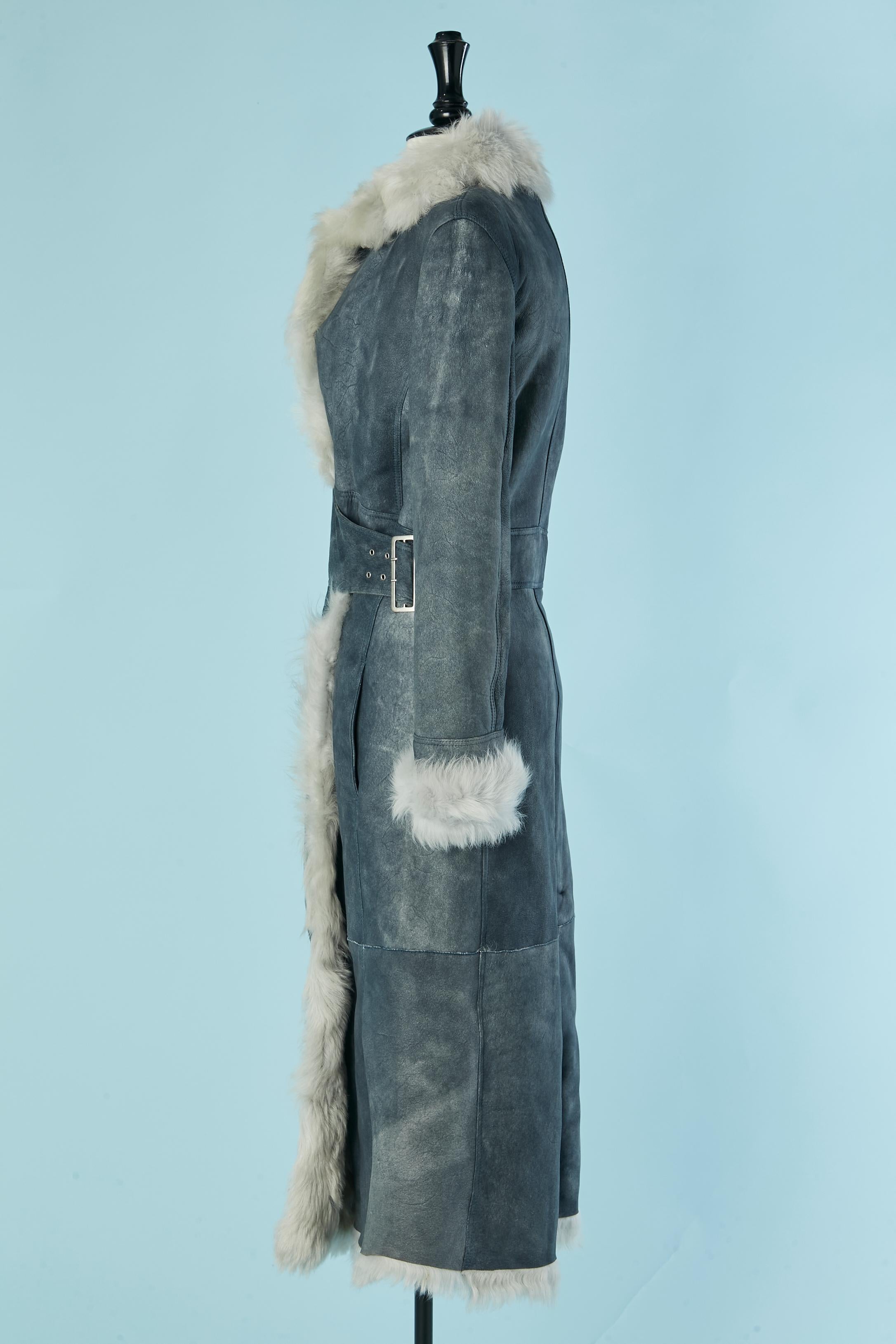 Cappotto Sherling grigio-azzurro Gianni Versace In condizioni ottime in vendita a Saint-Ouen-Sur-Seine, FR