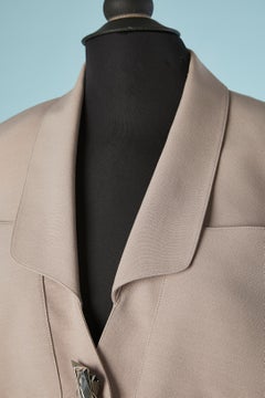 Greyish-Lilak wool skirt- suit  with jewlery snap Thierry Mugler Circa 1990's