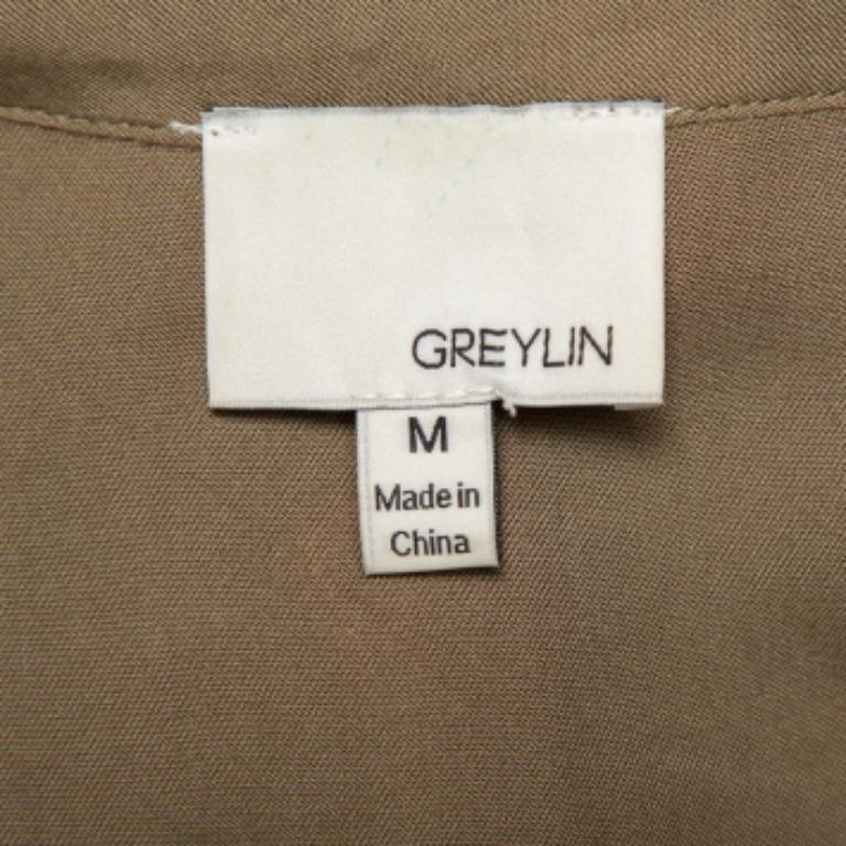 Greylin Military Green Synthetic Sleeveless Klark Jumpsuit M In Good Condition For Sale In Dubai, Al Qouz 2