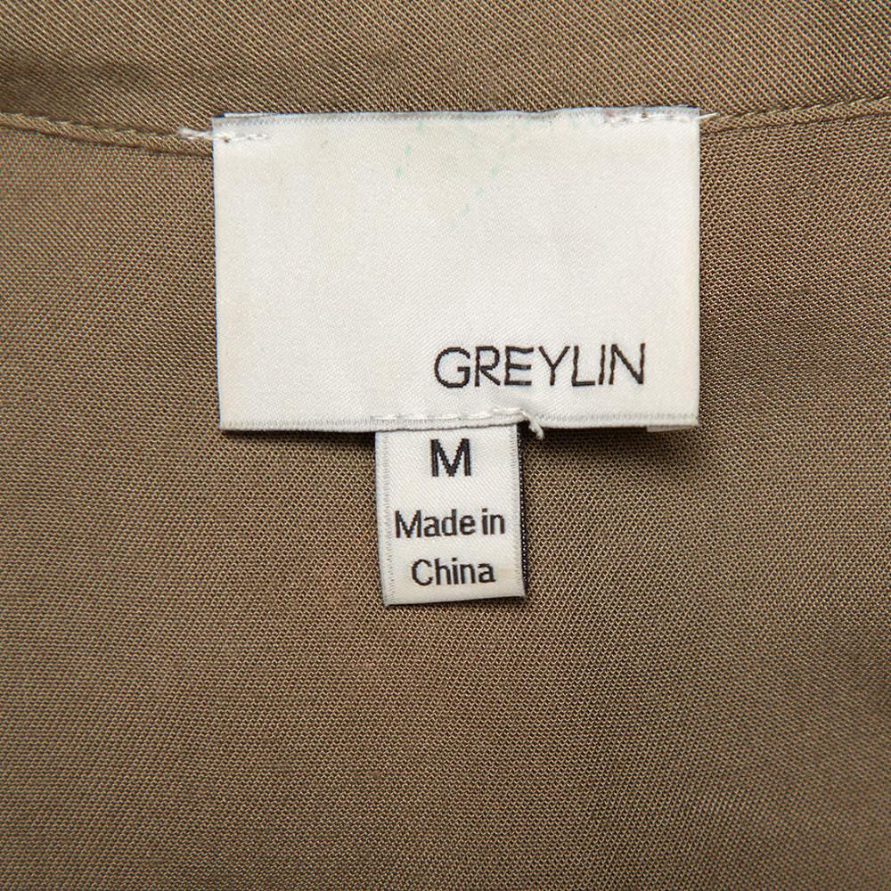 Women's Greylin Military Green Synthetic Sleeveless Klark Jumpsuit M
