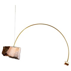 Lampada a sospensione Greywacke in pietra e ottone di Johannes Hemann