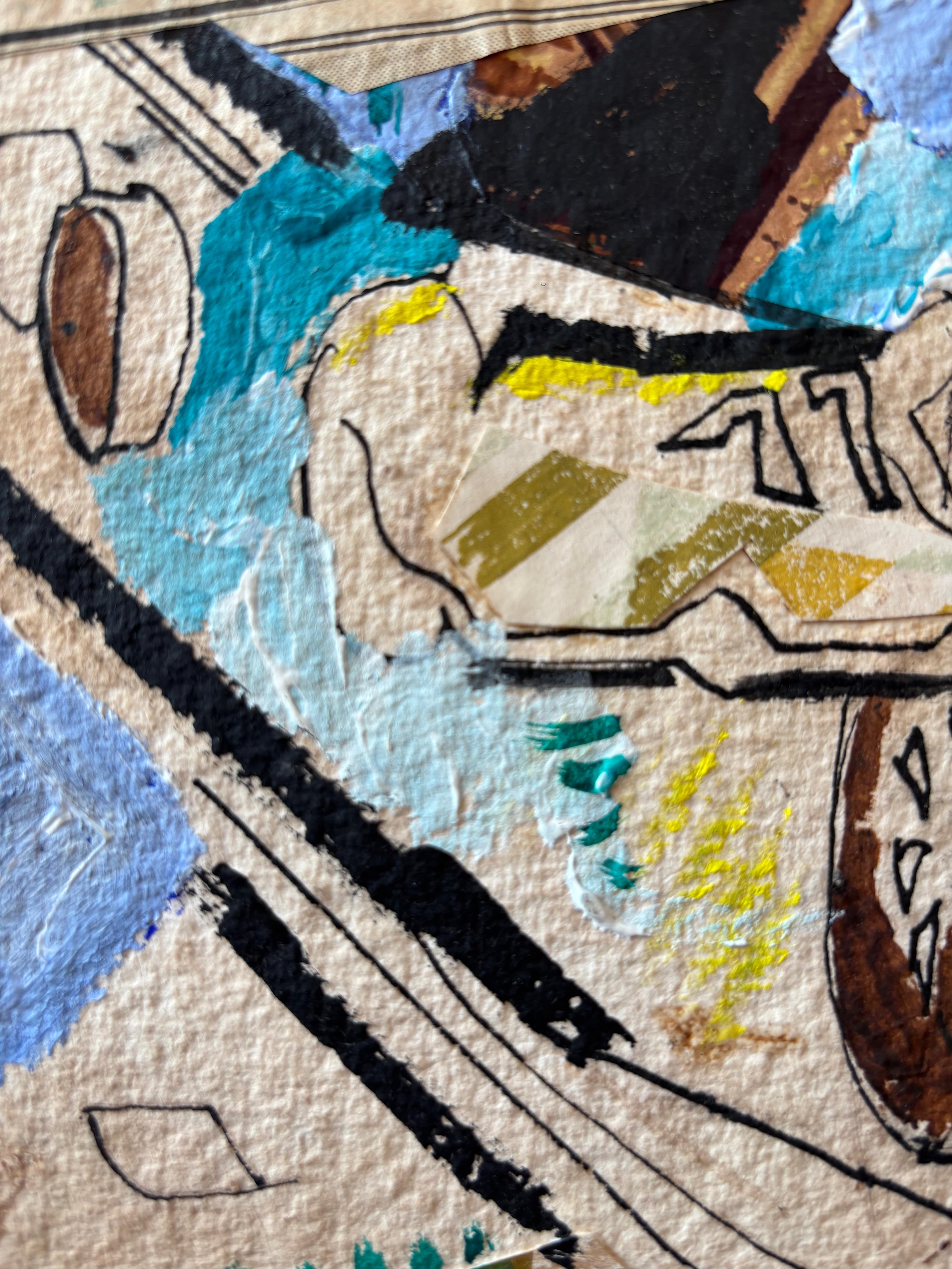 Side-Car by Grégoire Mathias – Mixed media collage with vintage flair For Sale 3