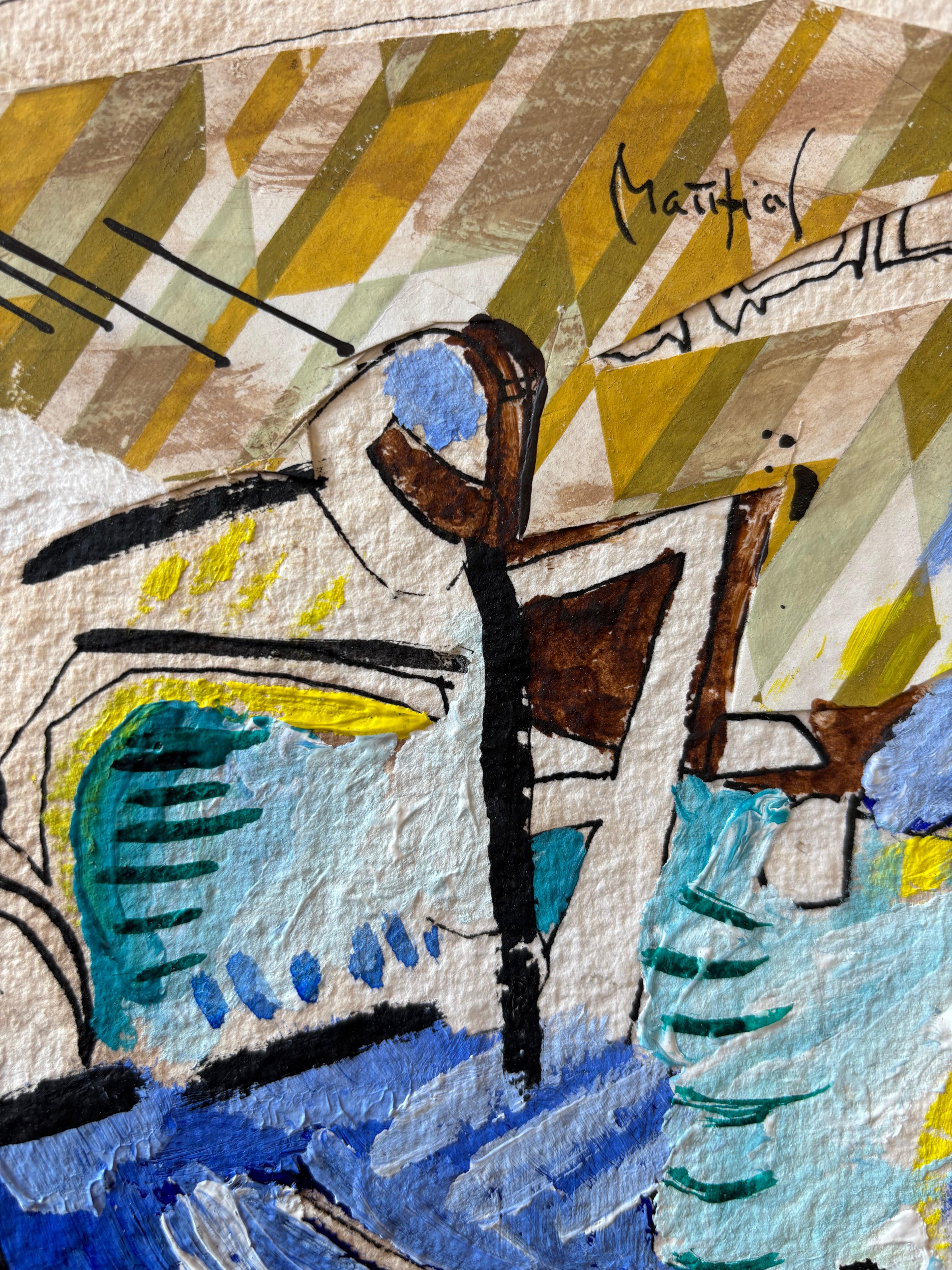 Side-Car by Grégoire Mathias – Mixed media collage with vintage flair For Sale 4