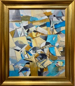 Abstract Cubist Cityscape of Venice, Italy. Oil and Acrylic on canvas, 55x46cm