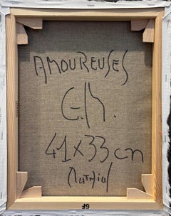 Amoureuses  by Grégoire Mathias —  Acrylic — Bold Cubist Portrait of Two Women