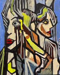 Amoureuses  di Grégoire Mathias -  Acrilico - Audace ritratto cubista di due donne