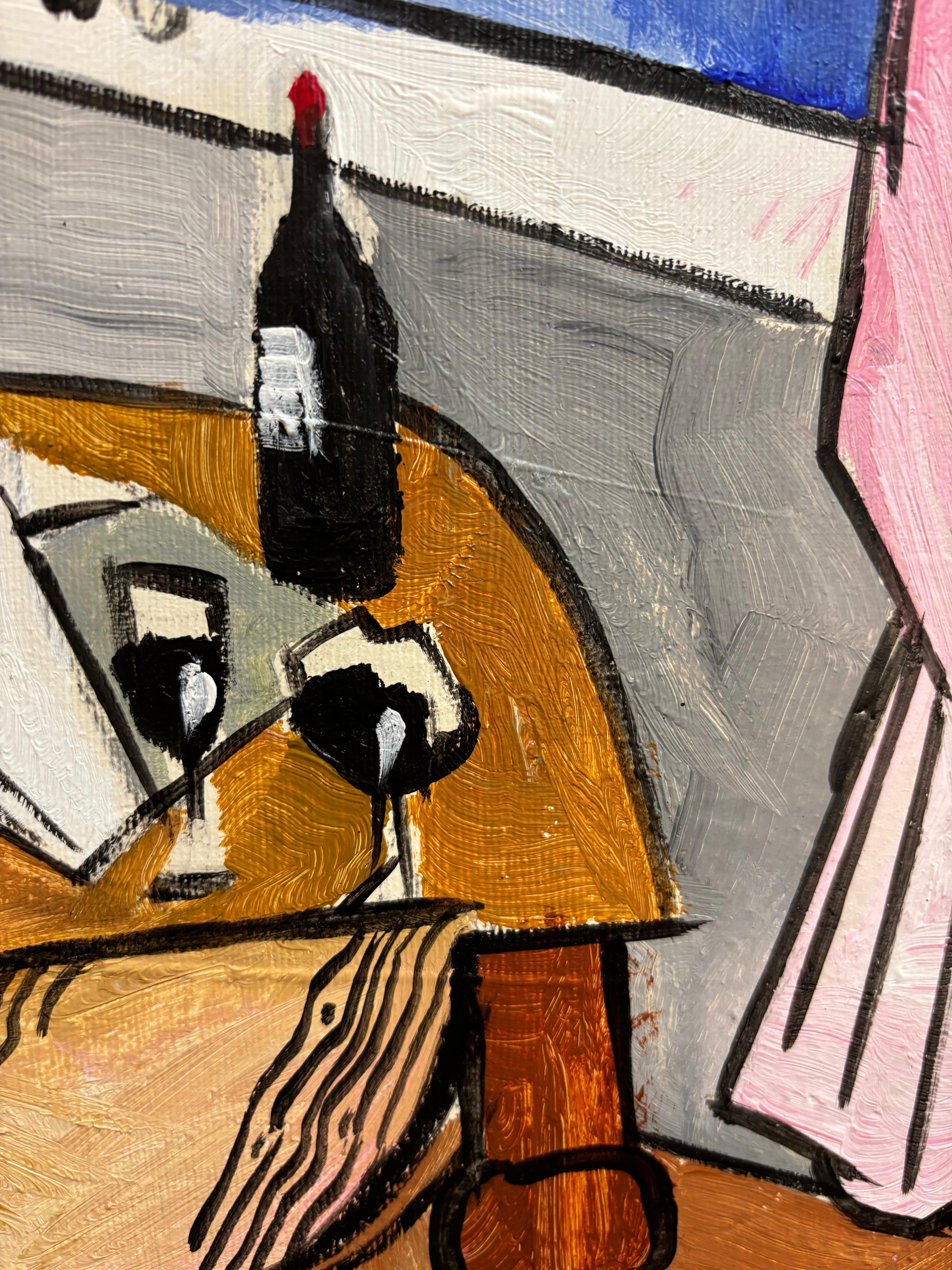Apéritif au Cap Ferret by Grégoire Mathias – Cubist Mediterranean still life For Sale 6