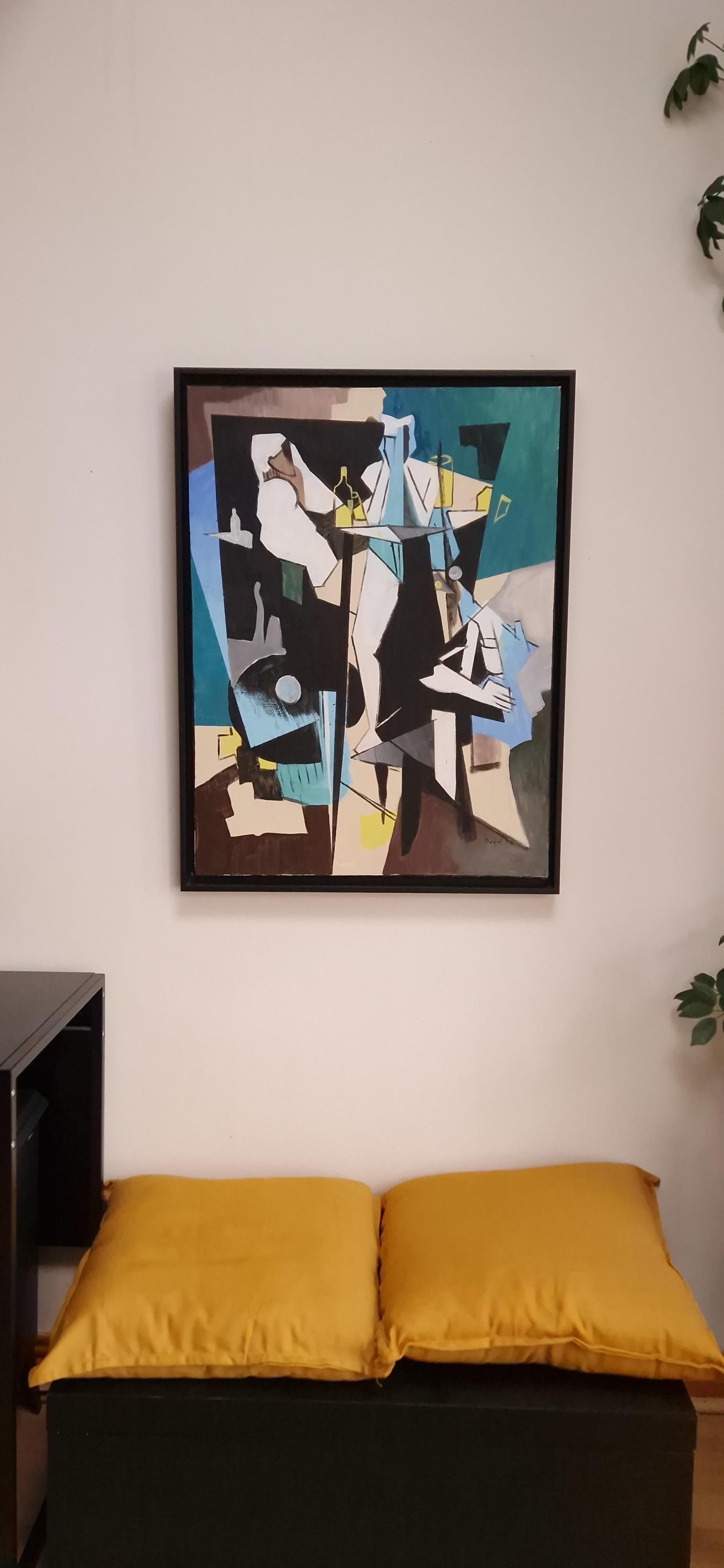 Après Midi au Café by Grégoire Mathias – Modern French Cubist Café Scene 15