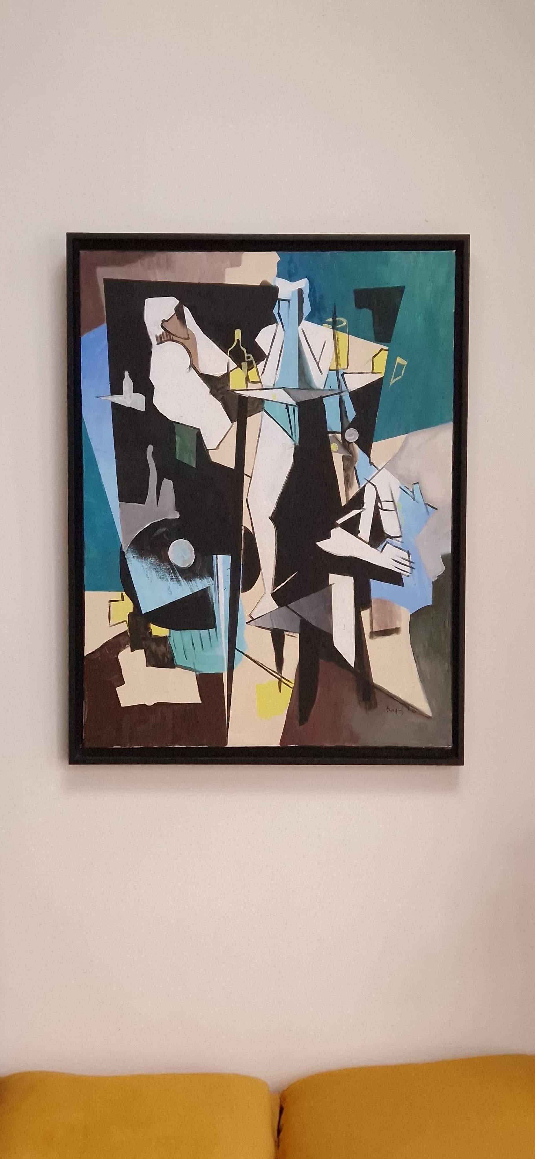Après Midi au Café by Grégoire Mathias – Modern French Cubist Café Scene 16
