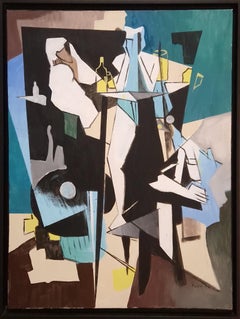 Après Midi au Café by Grégoire Mathias – Modern French Cubist Café Scene