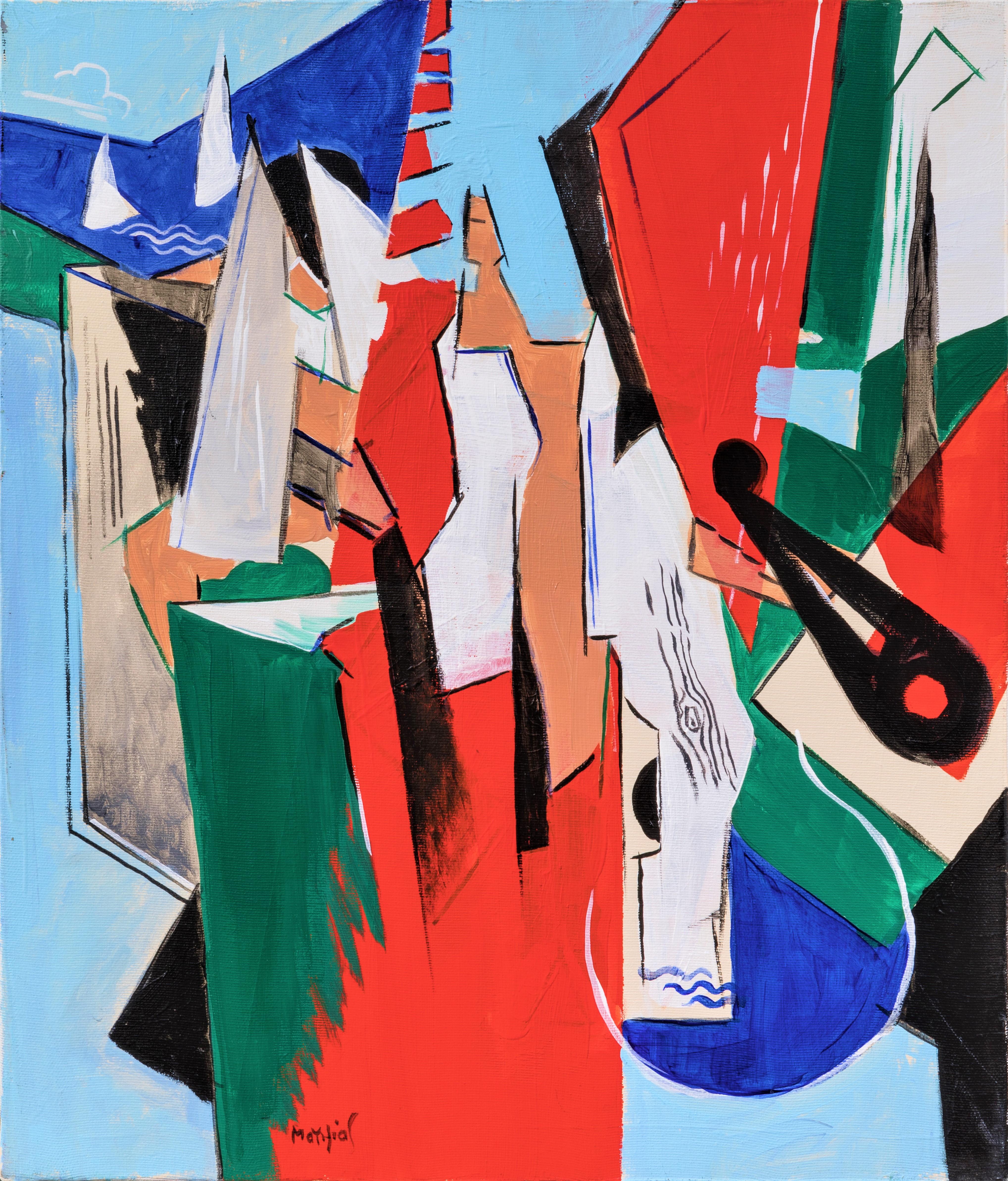 Après Midi en Grèce by Grégoire Mathias – Diachronic Cubist Seaside Composition For Sale 12