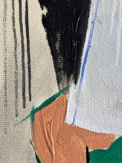 Cubist Mediterranean Coastal Landscape, Greece, Red and Blue, Acrylic on Canvas