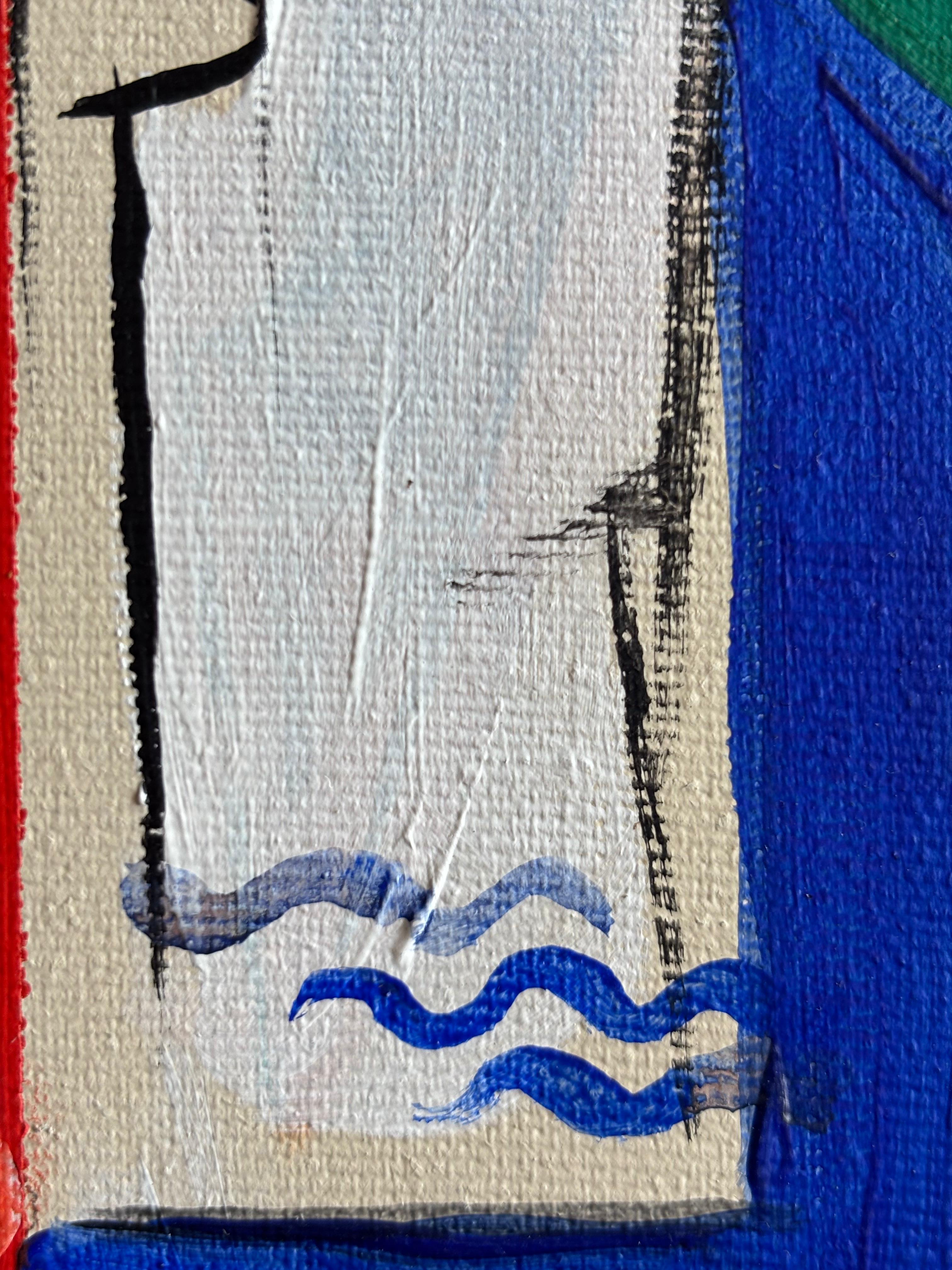 Après Midi en Grèce by Grégoire Mathias – Diachronic Cubist Seaside Composition For Sale 3