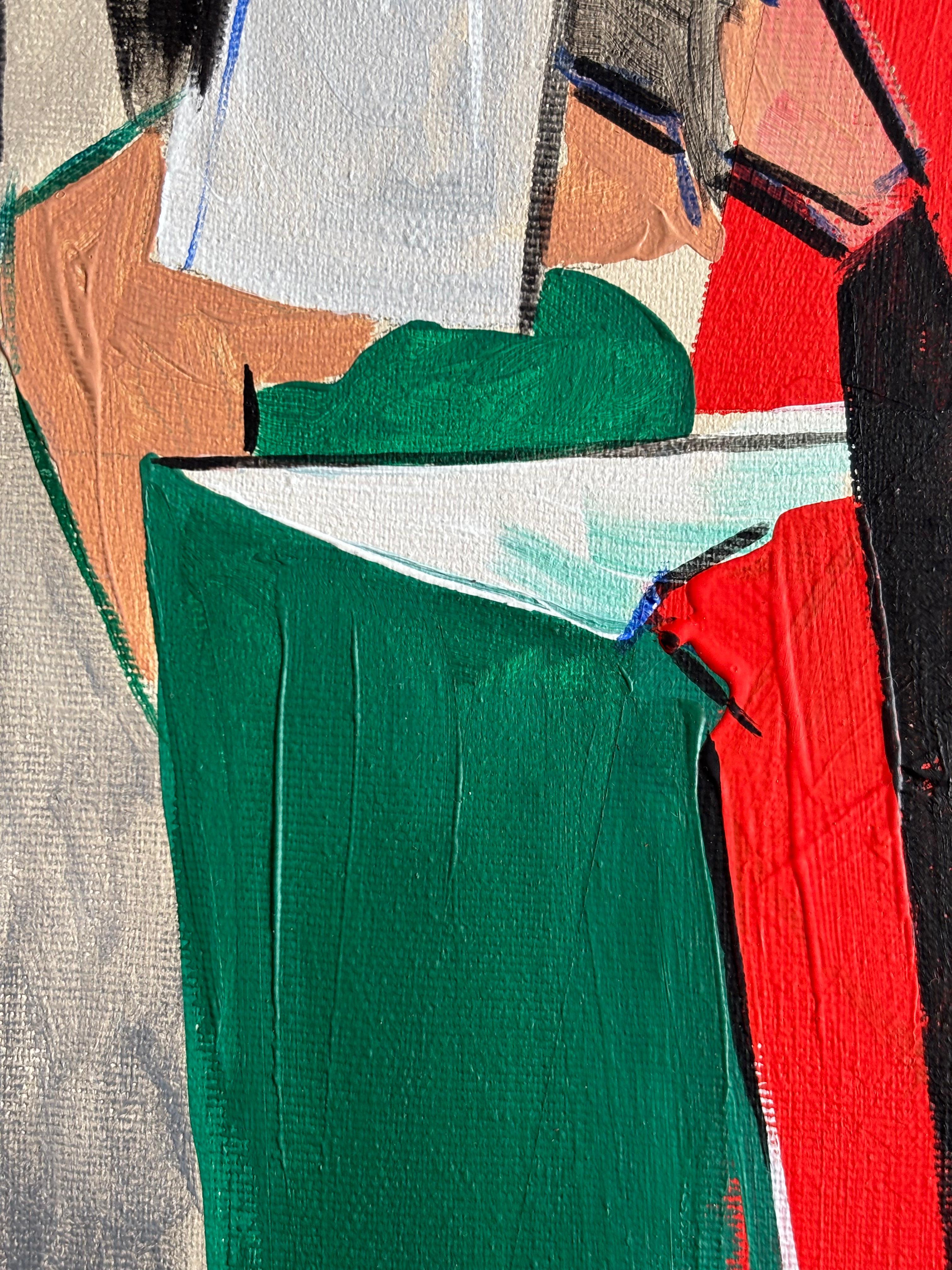 Après Midi en Grèce by Grégoire Mathias – Diachronic Cubist Seaside Composition For Sale 8
