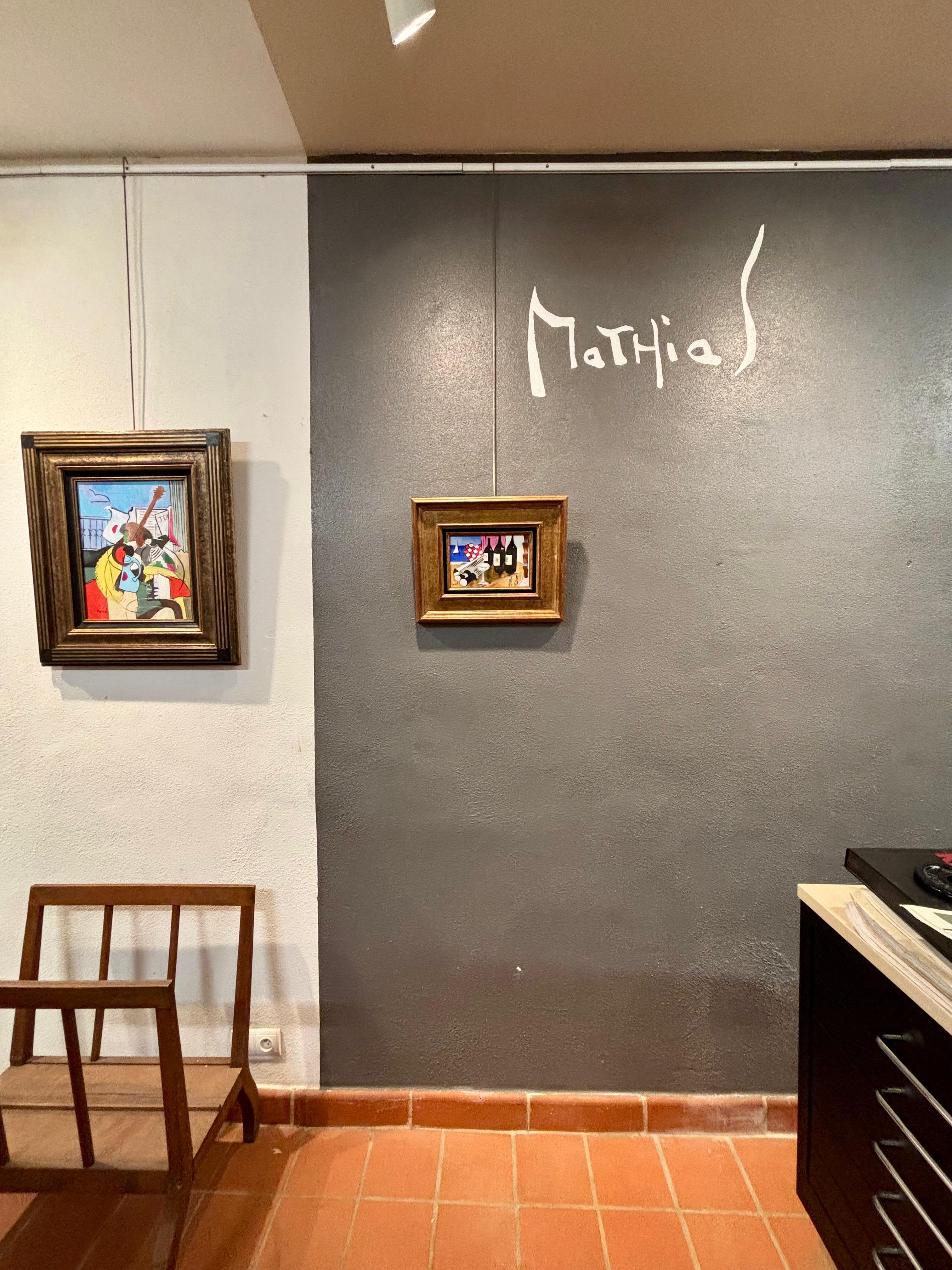 Avant le Déjeuner, von Grégoire Mathias - Stilleben mit Weinflaschen und Glas im Angebot 6