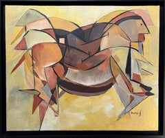 "Cheval 363" by Grégoire Mathias – Lascaux-Inspired Cubist Horse Painting