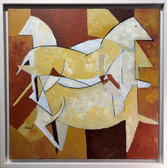 "Cheval 364" by Grégoire Mathias – Lascaux-Inspired Cubist Horse Painting