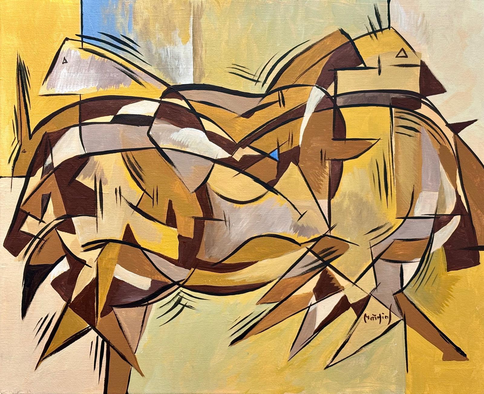 "Cheval 369, Licorne" by Grégoire Mathias–Lascaux-Inspired Cubist Horse Painting