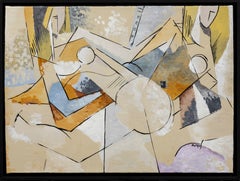 Concert Champêtre – Pastoral Concert in a Soft Cubist Palette, Acrylic on Canvas