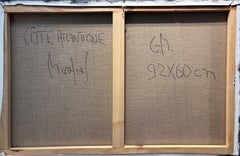 "Côte Atlantique" – Modern Cubist Seascape with Sailboats, acrylic on canvas