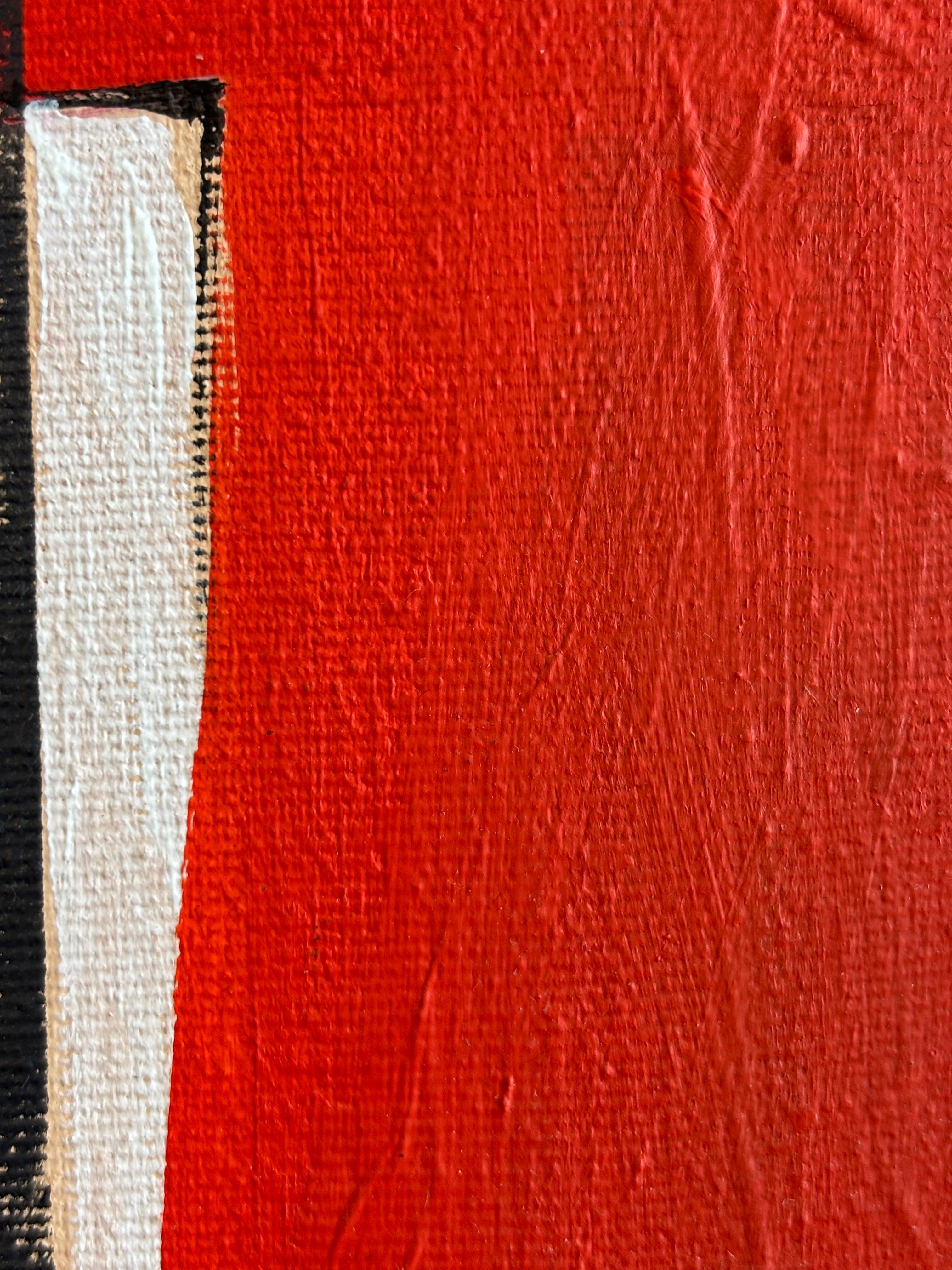 Crépuscule dans l'Atelier by Greg Mathias – Cubist Composition in red and green - Painting by Grégoire Mathias