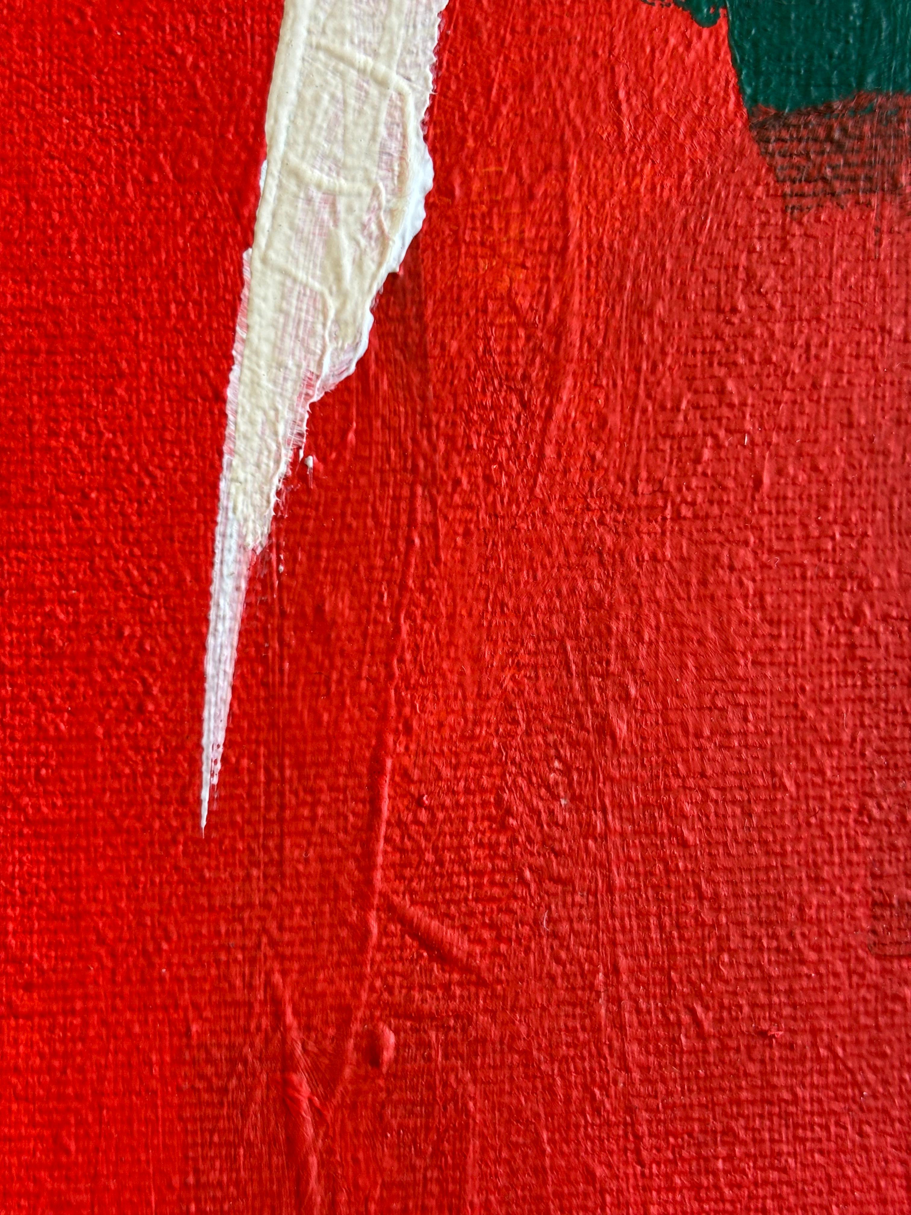 Crépuscule dans l'Atelier by Greg Mathias – Cubist Composition in red and green For Sale 2
