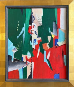 Crépuscule dans l'Atelier di Greg Mathias - Composizione cubista in rosso e verde