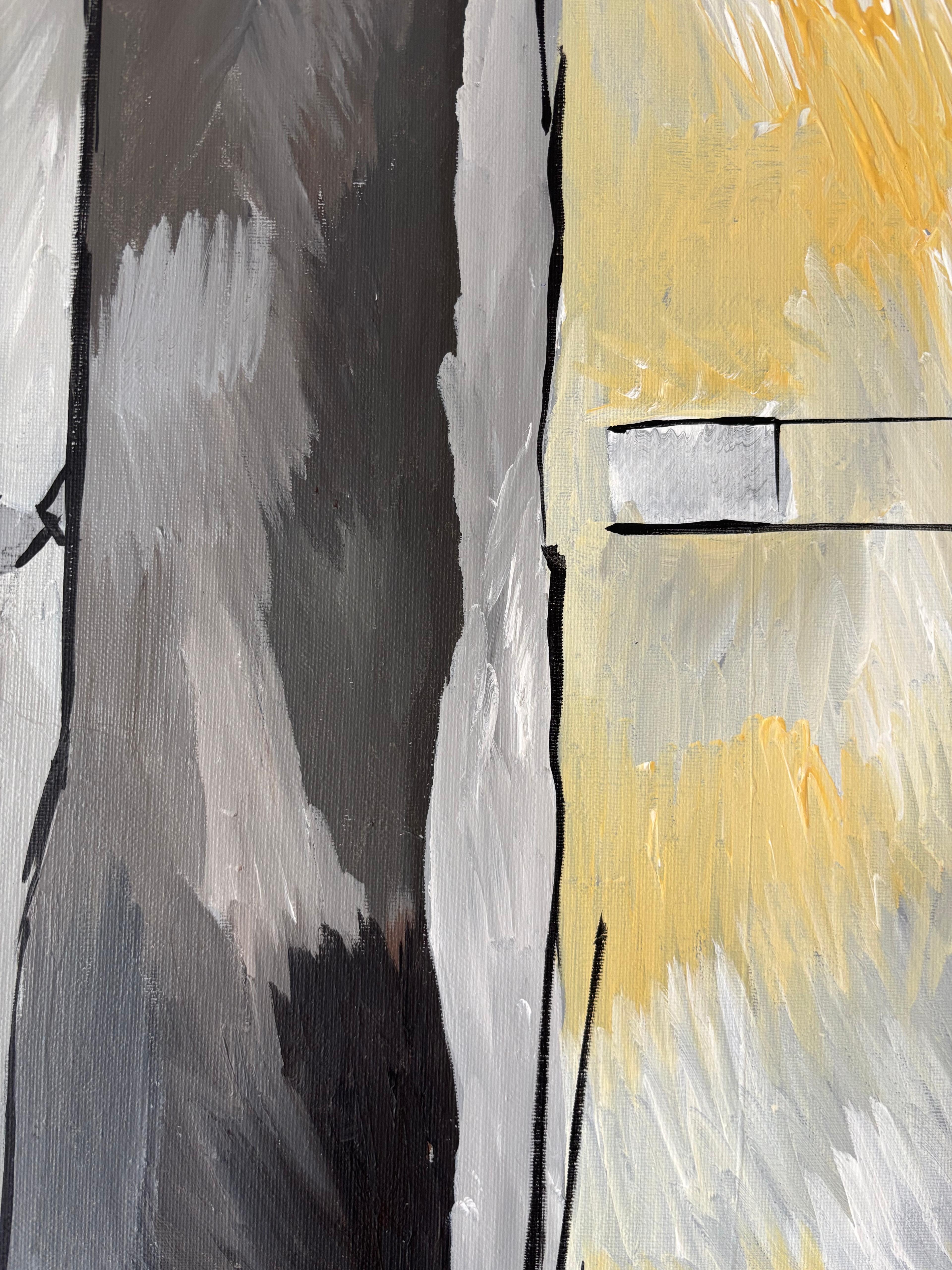 Deux Minutes by Grégoire Mathias – Acrylic on Canvas, Diachronic Cubist Portrait For Sale 9
