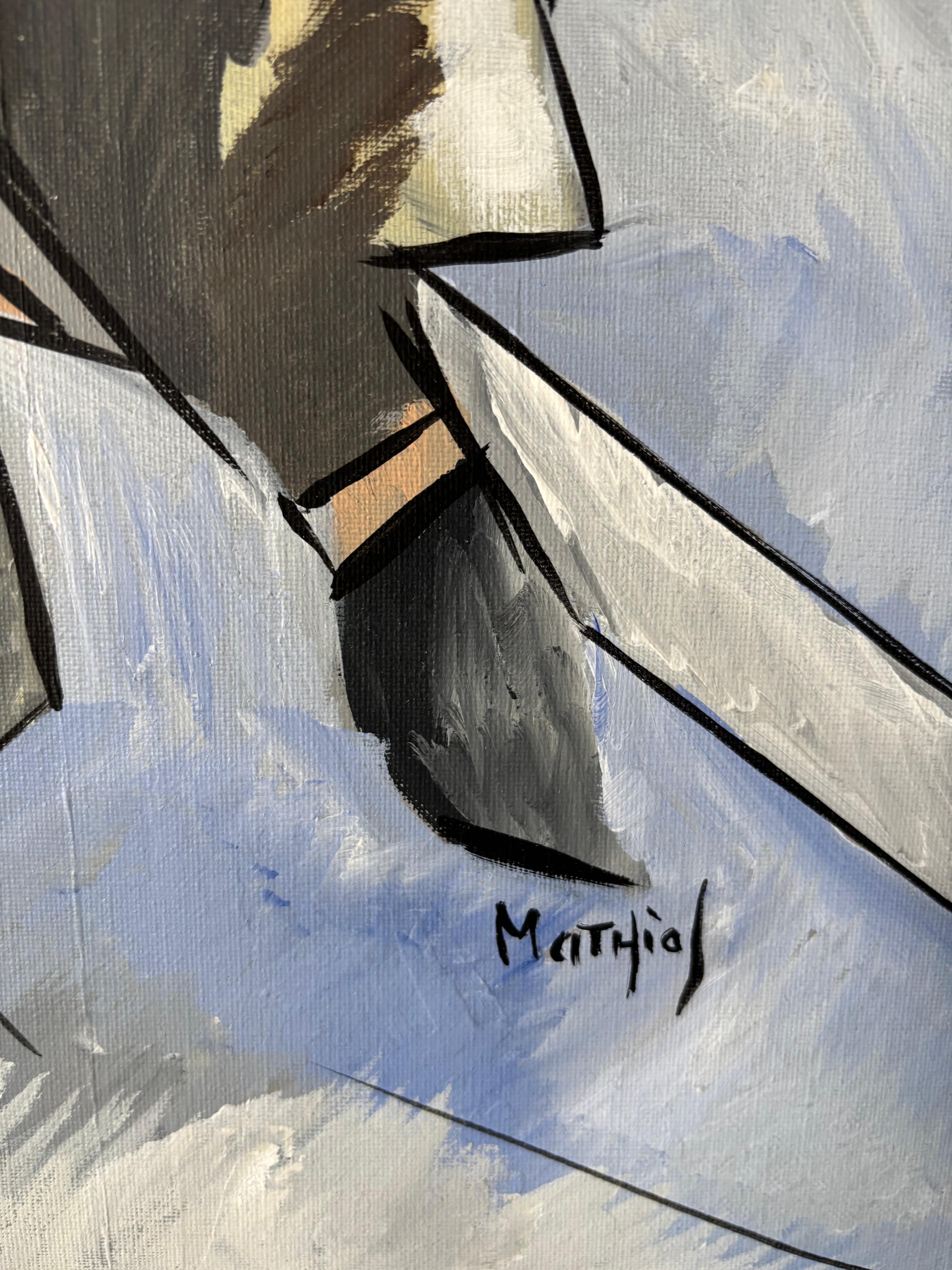 Deux Minutes by Grégoire Mathias – Acrylic on Canvas, Diachronic Cubist Portrait For Sale 11