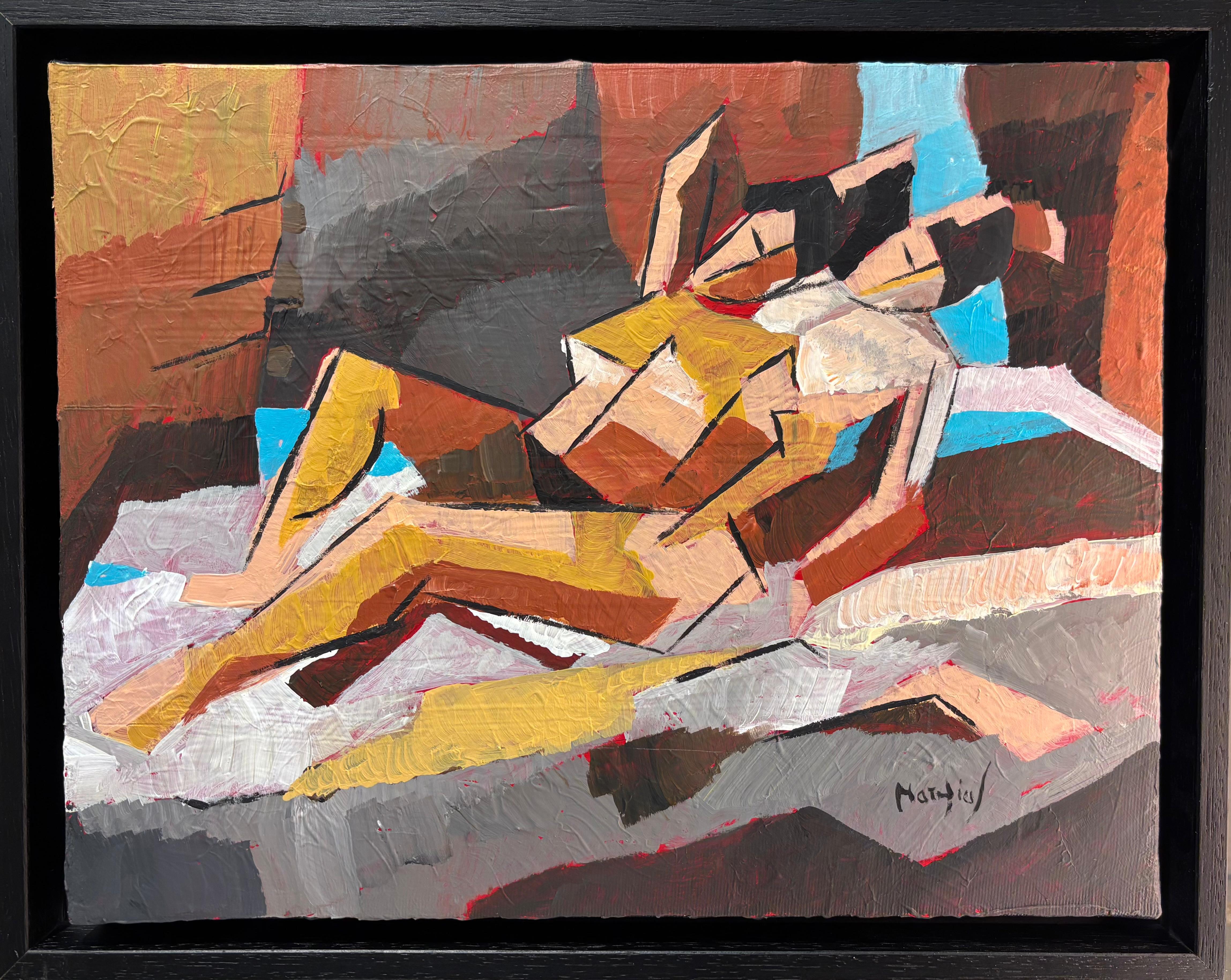Deux Poses — Modern Cubist Nude in Diachronic Style, Acrylic on Canvas, 2025