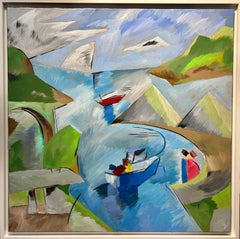 "Dingle 2" - Acrylic on Canvas Cubist Landscape Painting of Ireland