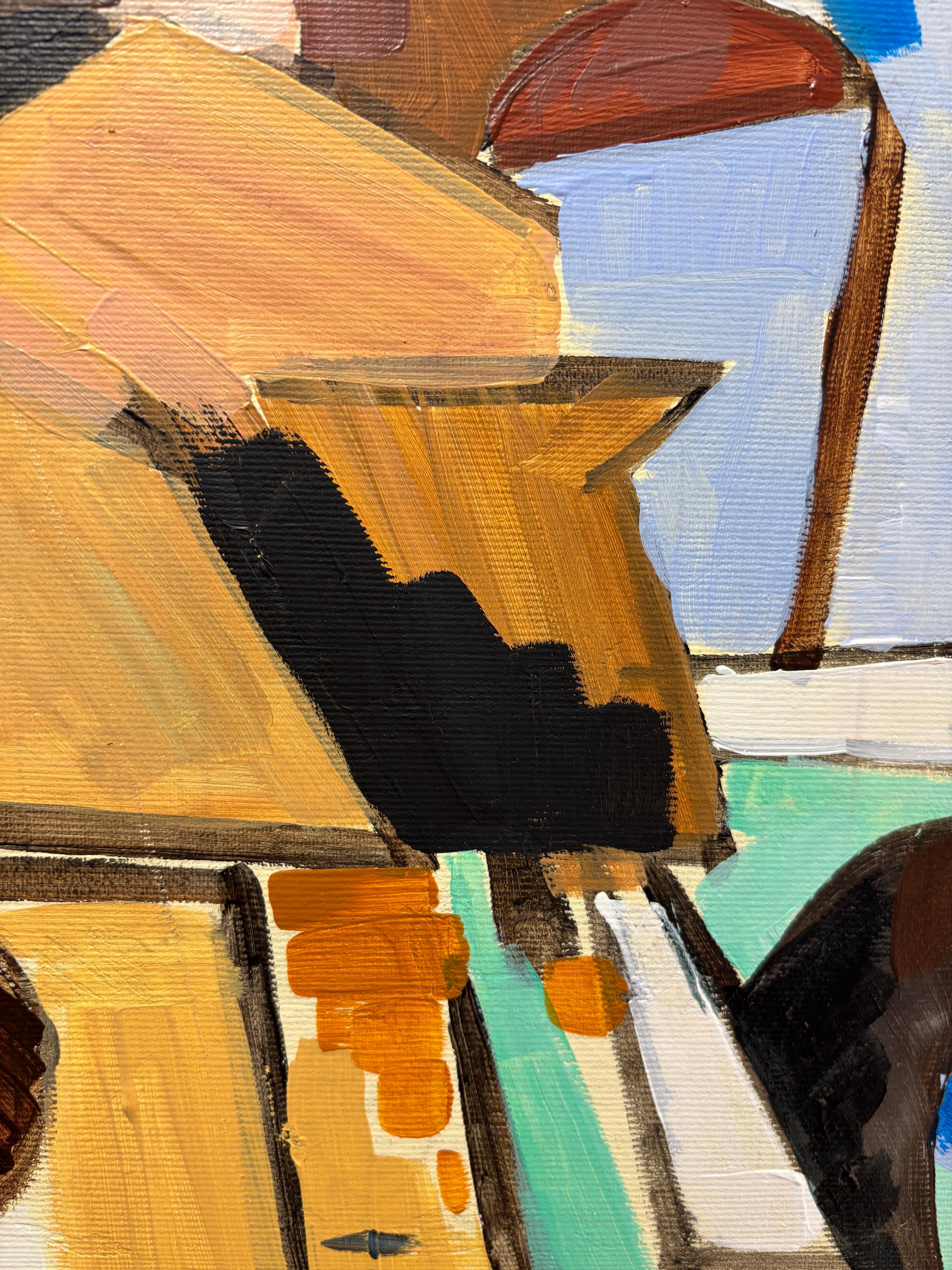 Éclatante Venise - Paisaje urbano cubista veneciano en el cubismo diacrónico, por G. Mathias - Figurative Painting Beige de Grégoire Mathias