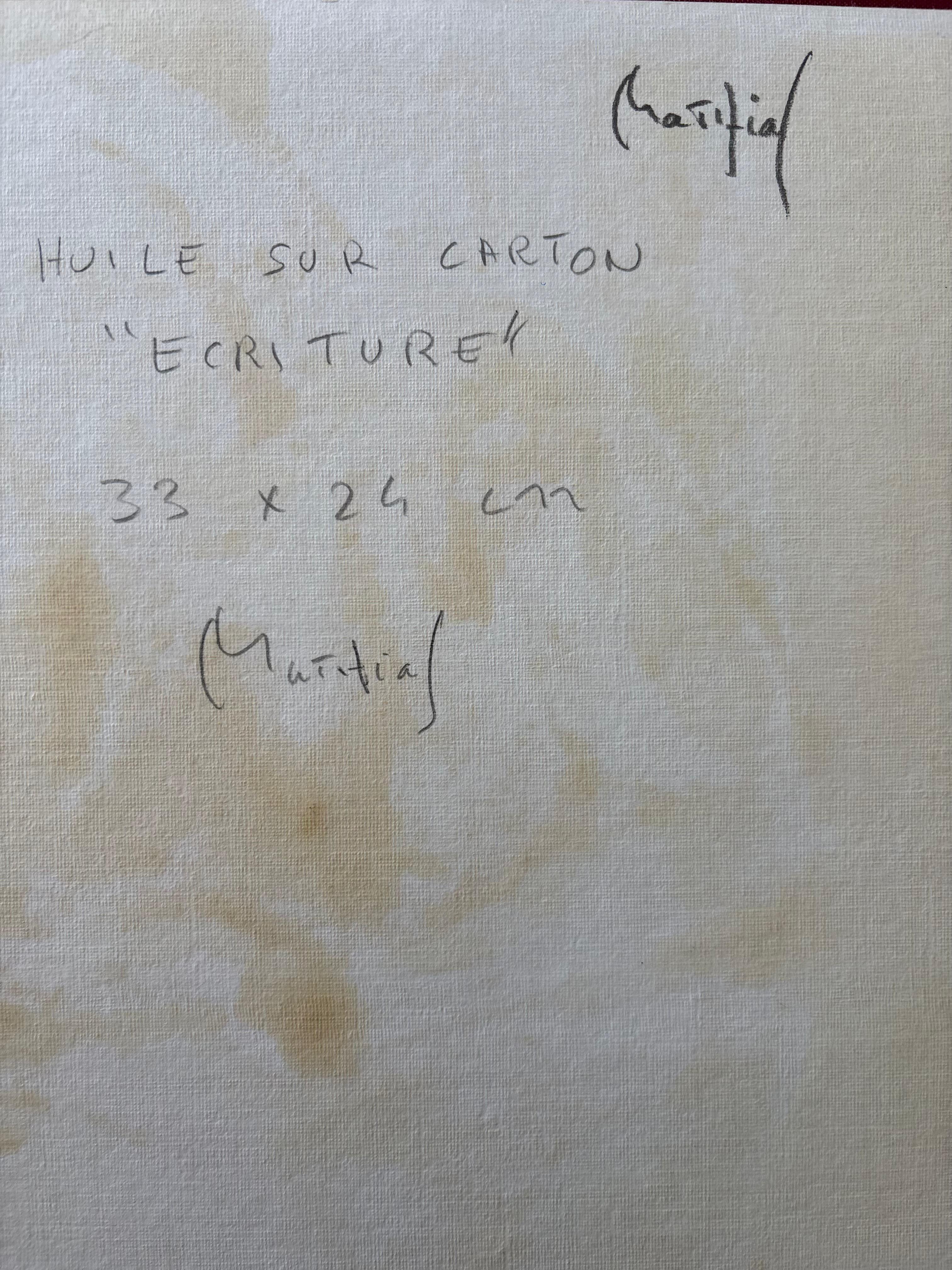 Ecriture by Grégoire Mathias – Expressive oil portrait of a woman writing For Sale 1