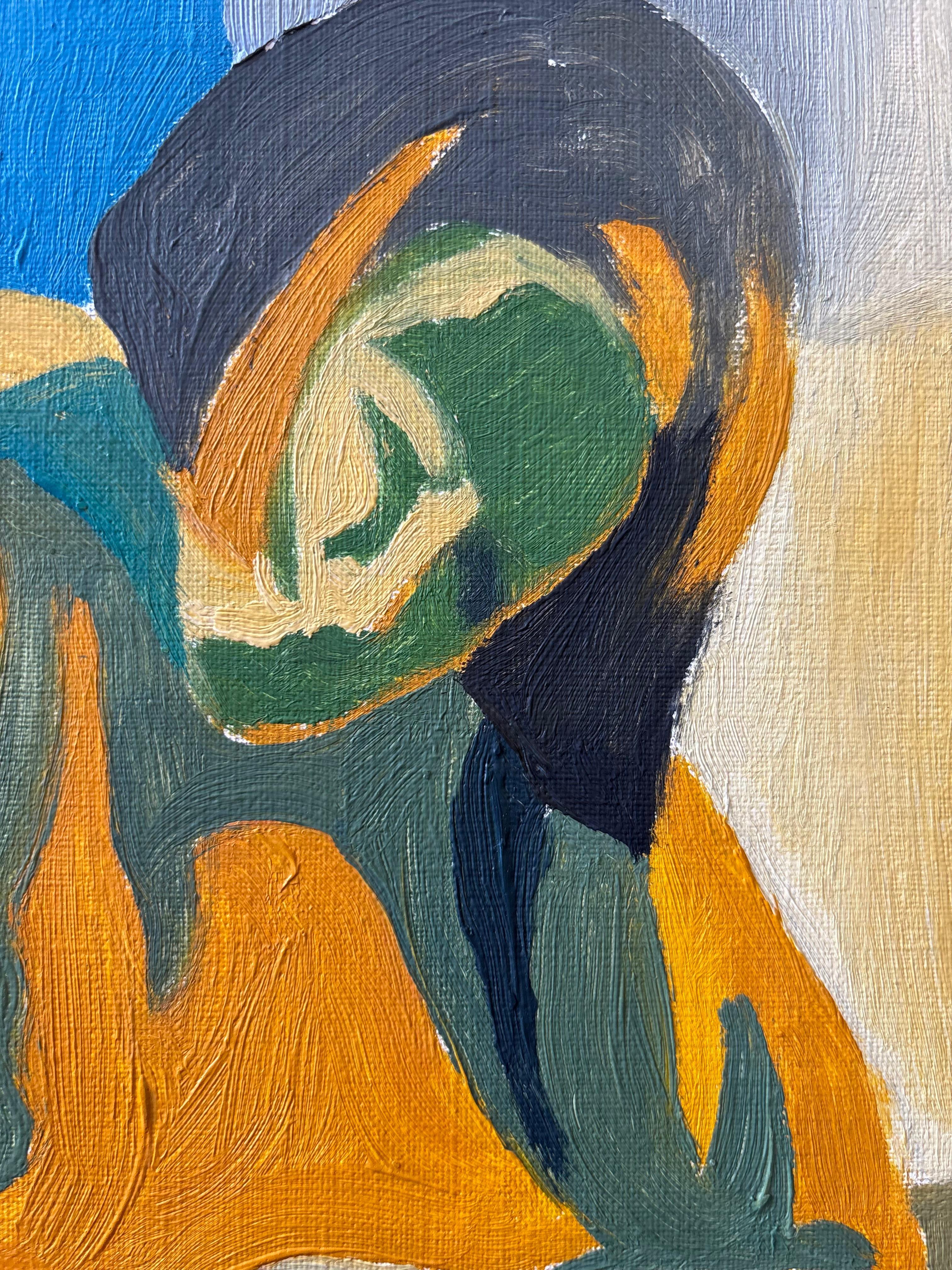 Ecriture by Grégoire Mathias – Expressive oil portrait of a woman writing For Sale 7