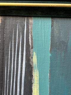 French Modern Cubist Figurative Abstraction — Grey Teal Purple, Acrylic