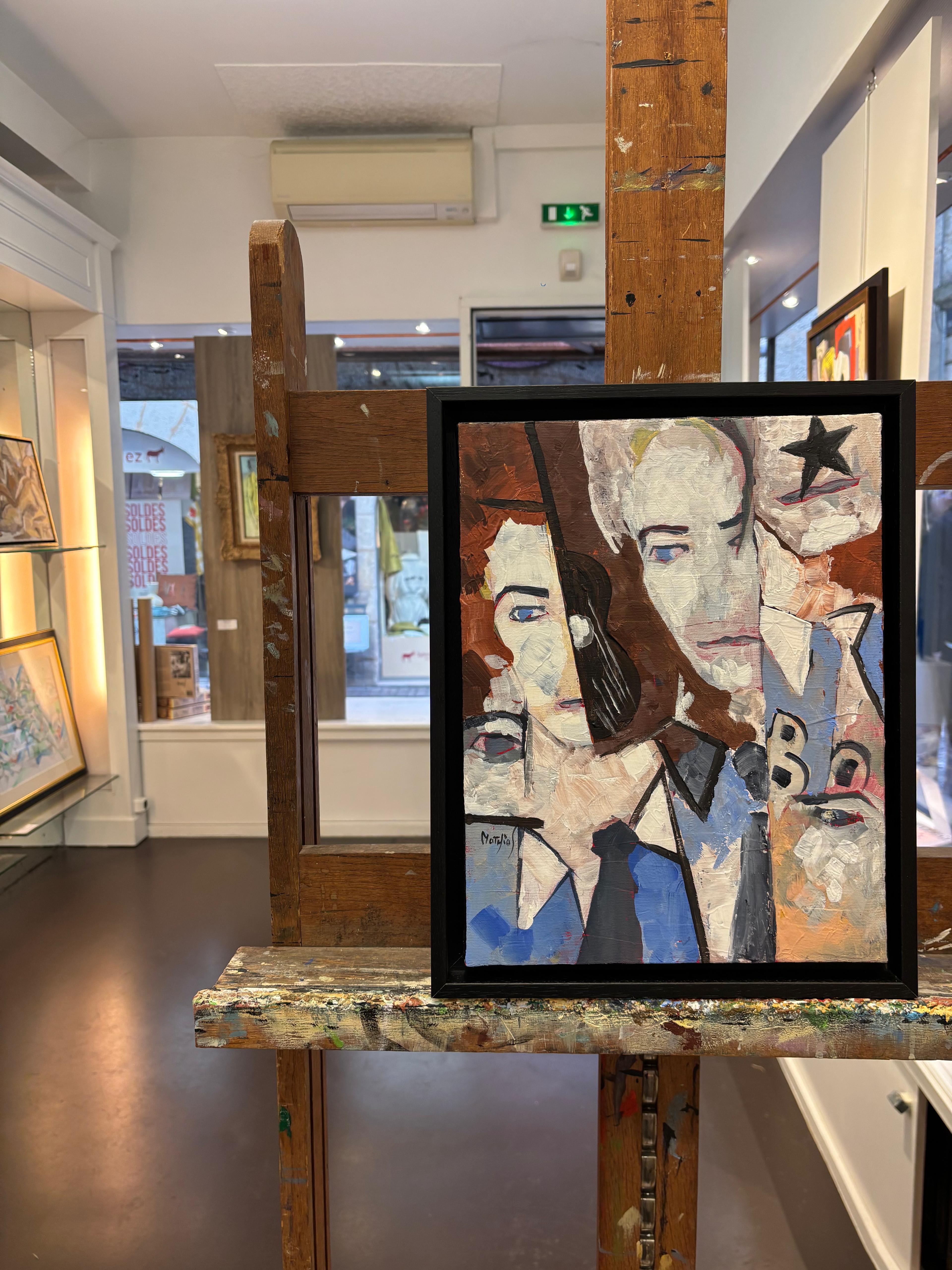Hommage à David Bowie – Cubist Portrait in Diachronic Cubism, by Greg Mathias - Painting by Grégoire Mathias