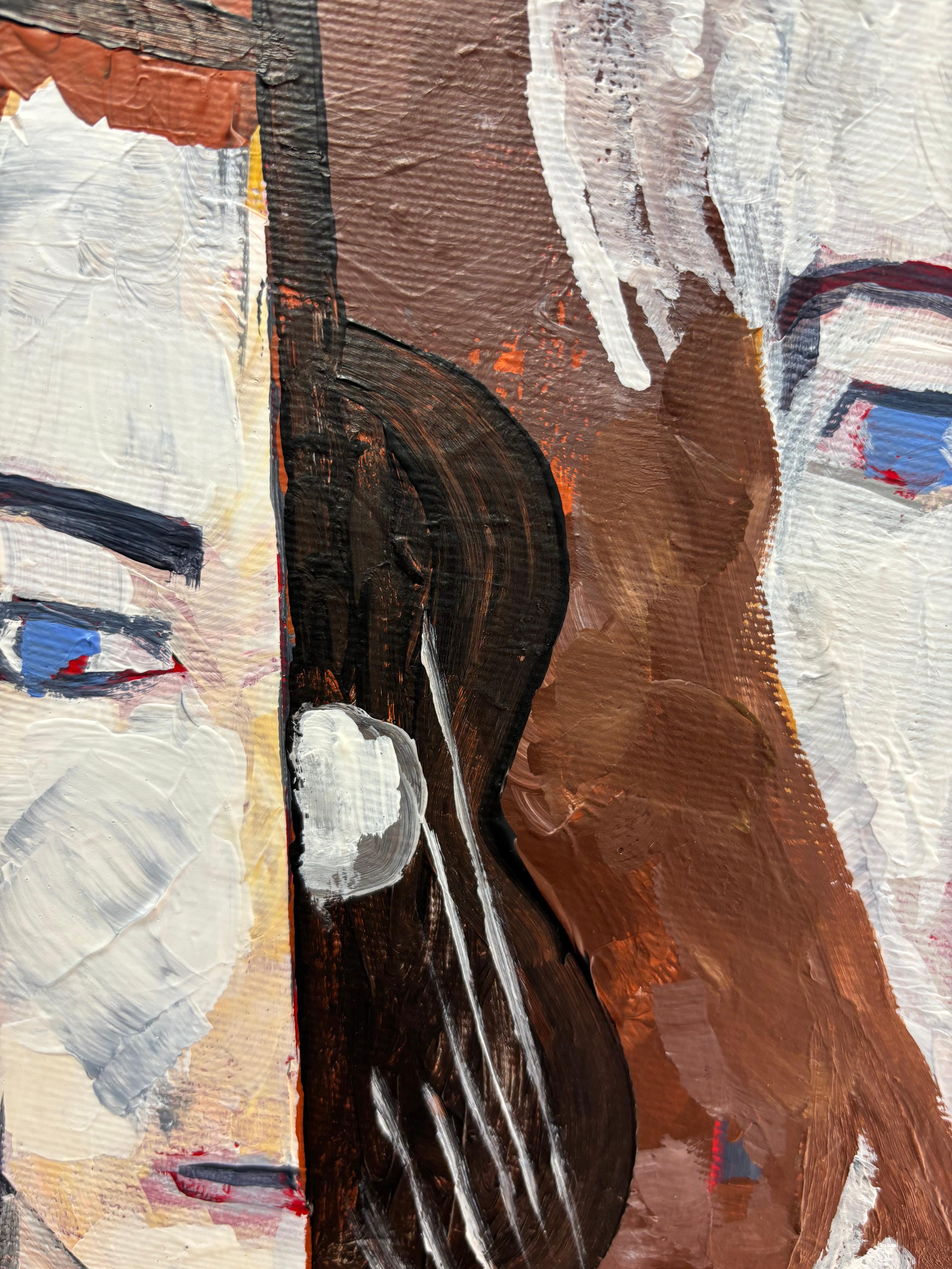 Hommage à David Bowie – Cubist Portrait in Diachronic Cubism, by Greg Mathias - Black Portrait Painting by Grégoire Mathias