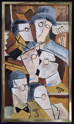 James Joyce, Portrait aux Livres, by G. Mathias – Irish Icon in Cubist Style