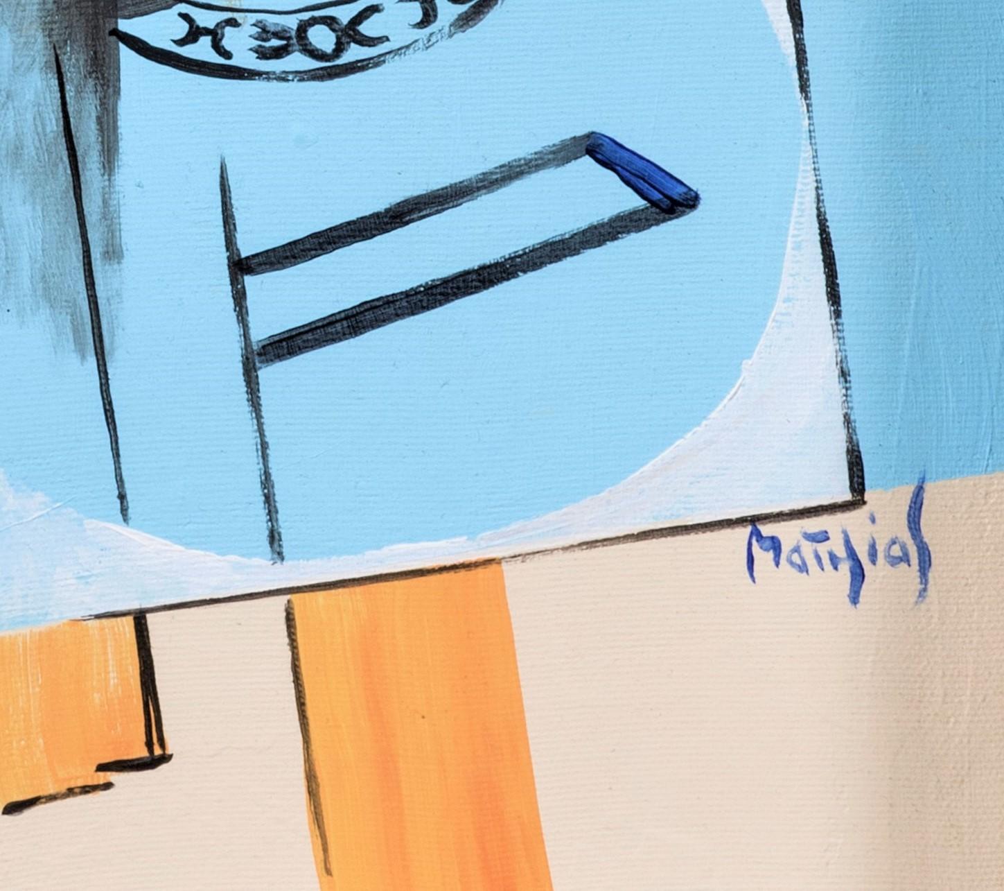 Journée dans lAtelier – Interior Scene in Diachronic Cubism, Acrylic on Canvas - Painting by Grégoire Mathias