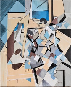 Journée de Plage – Cubist Beach Scene, Abstract Coastal Painting, Acrylic