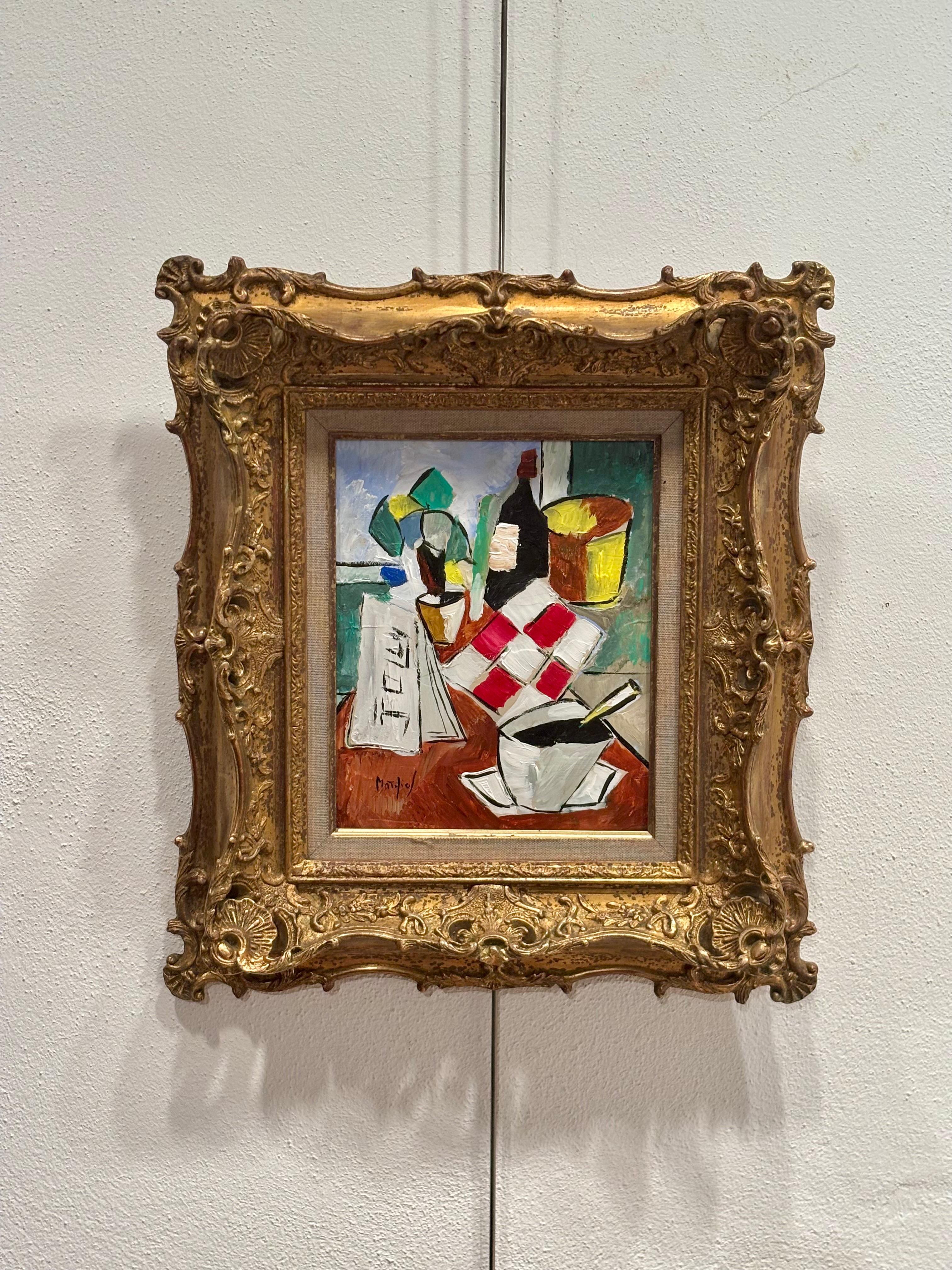 Matinée dans le Médoc par Grégoire Mathias - Scène de petit déjeuner cubiste en vente 1