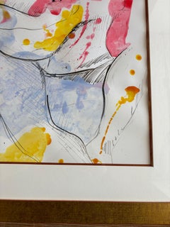 "Mélodie" di Grégoire Mathias - Disegno a inchiostro colorato di nudo su carta