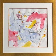 "Mélodie" by Grégoire Mathias – Colorful Nude Ink Drawing on Paper