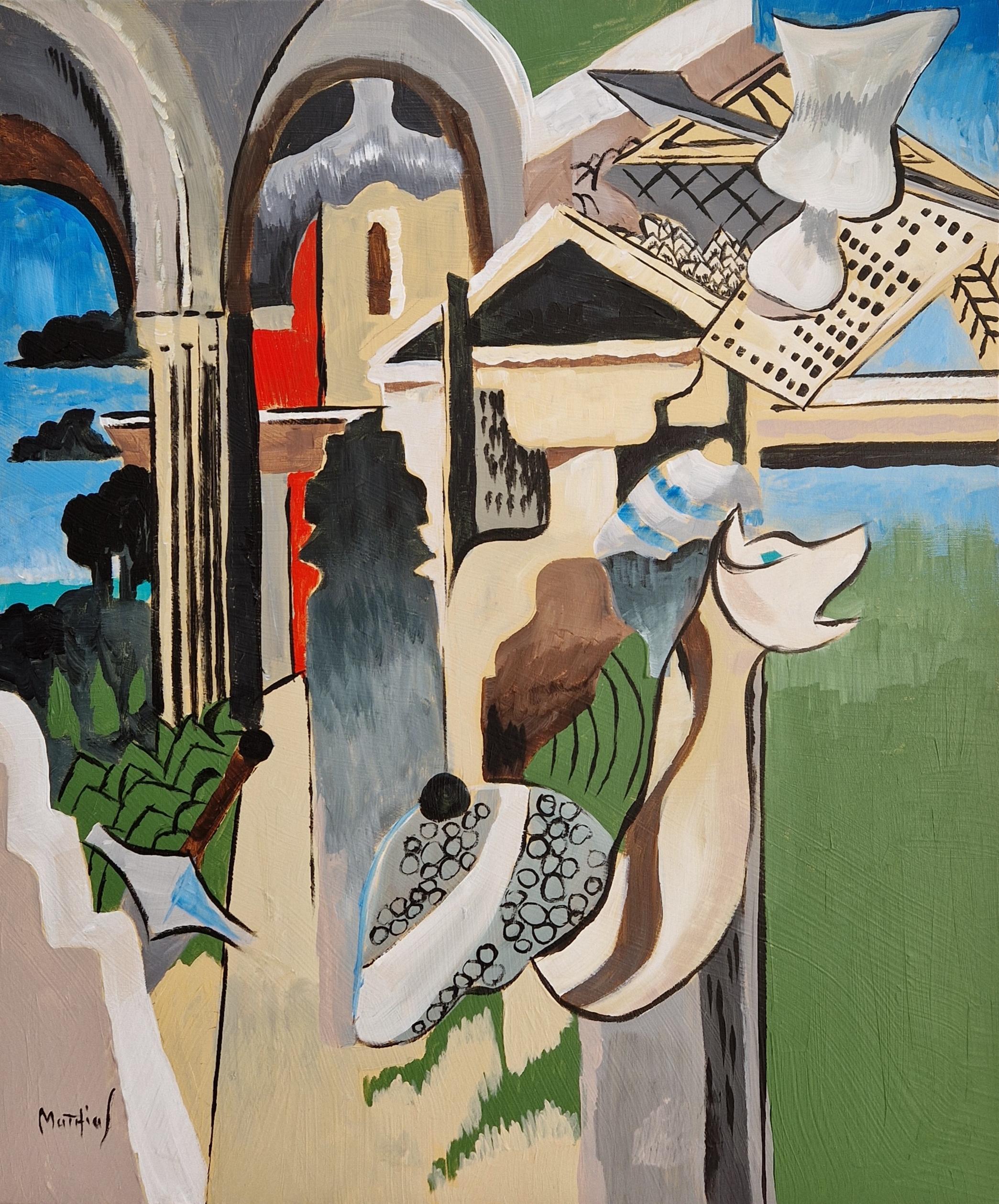 Figurative Painting di Grégoire Mathias - "Ricordi d'Irlanda" - Pittura cubista in acrilico su tela