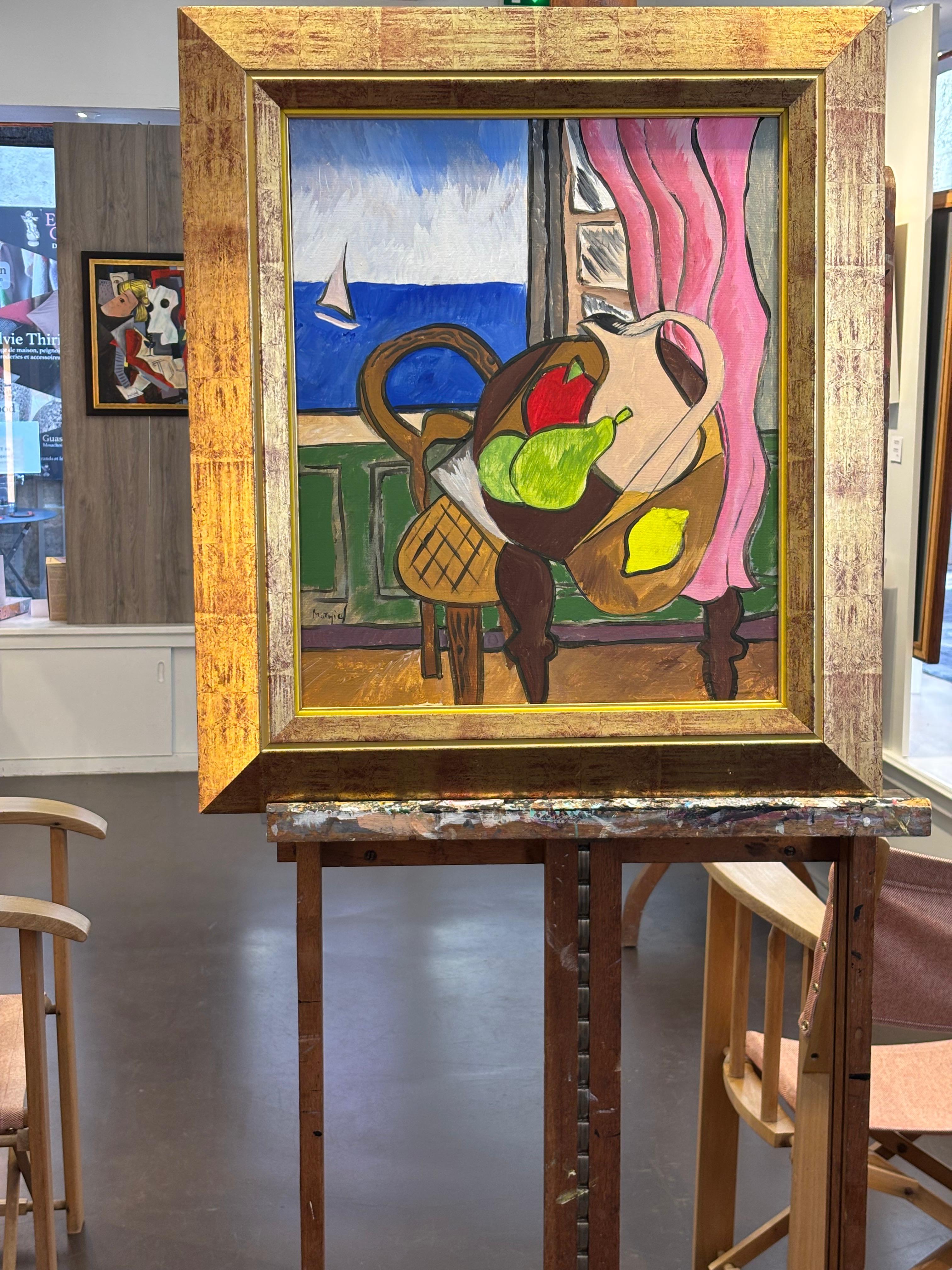 Nature Morte au Pichet de Grégoire Mathias - Nature morte cubiste et colorée en vente 8