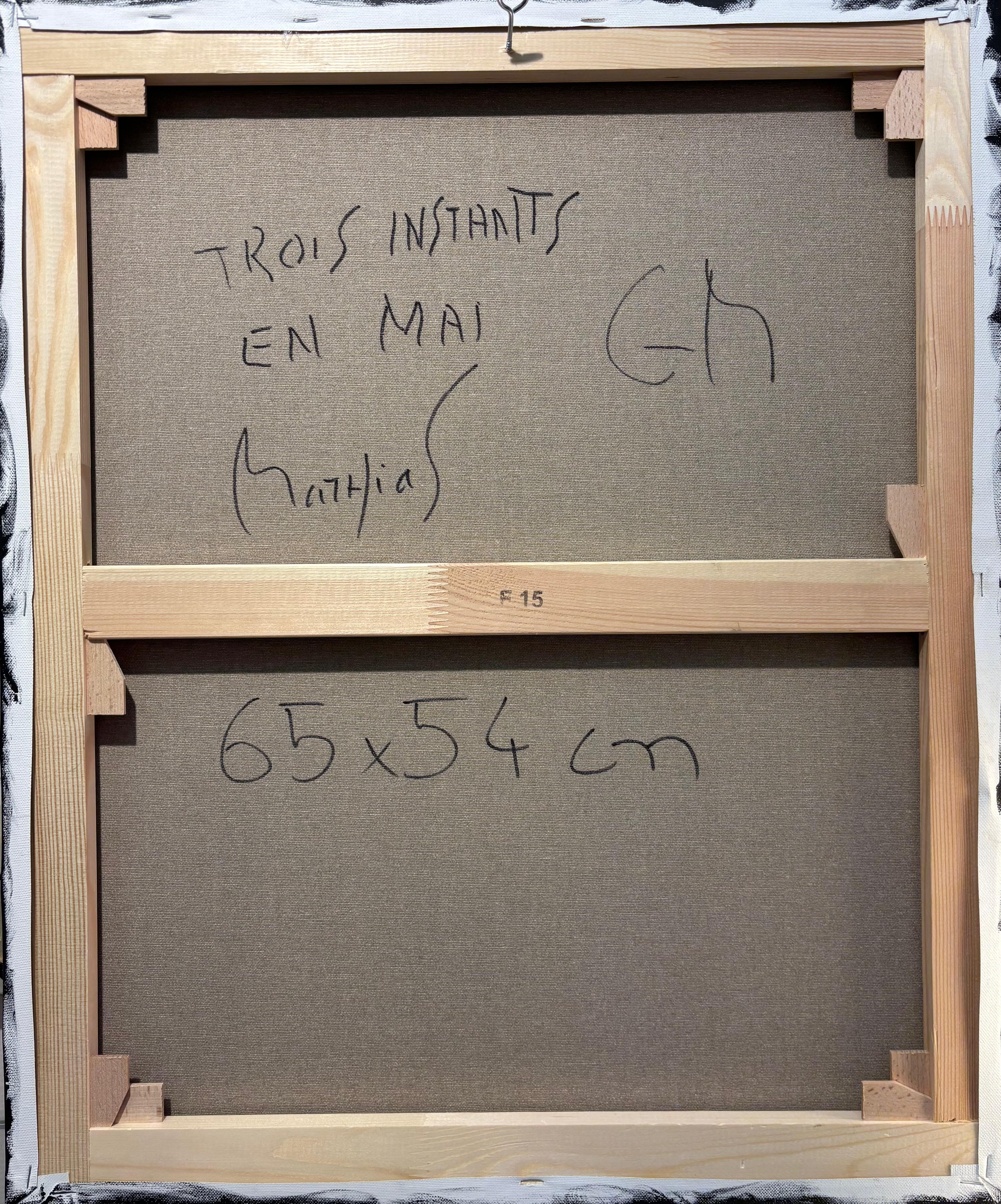 Trois Instants en Mai — Cubist Portrait in Soft Tones, Acrylic on Canvas, 2025 - Painting by Grégoire Mathias