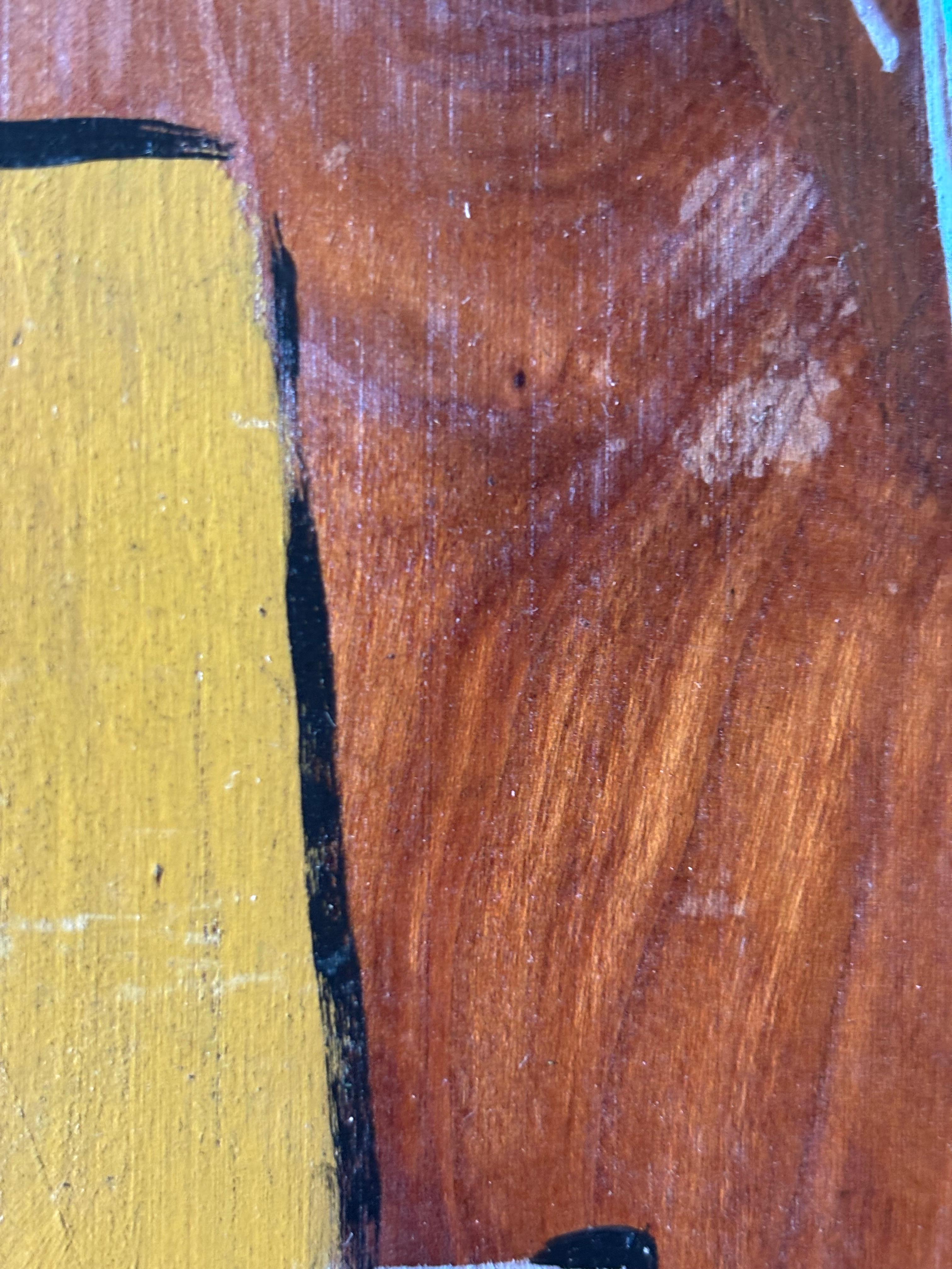 Now by Grégoire Mathias – Cubist Acrylic on Wood Depicting a Marathon Runner For Sale 10